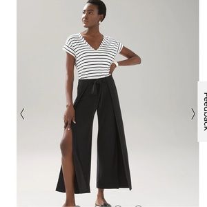 WHBM NWT Black Wide Leg Crop Pant with Slits Size XS R